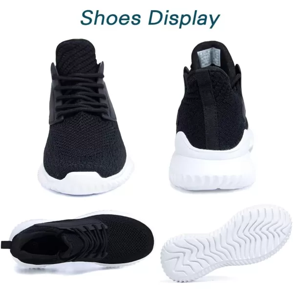 Akk Walking Shoes for Men Sneakers  Slip on Memory Foam Running Tennis Shoes for Athletic Workout Gym Indoor Outdoor Lightweight Breathable Casual SneakersBlackWhite