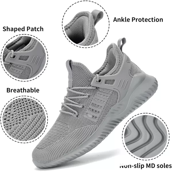 Akk Walking Shoes for Men Sneakers  Slip on Memory Foam Running Tennis Shoes for Athletic Workout Gym Indoor Outdoor Lightweight Breathable Casual SneakersAll Greyd