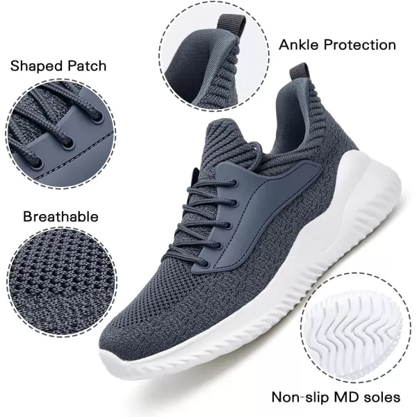 Akk Walking Shoes for Men Sneakers  Slip on Memory Foam Running Tennis Shoes for Athletic Workout Gym Indoor Outdoor Lightweight Breathable Casual SneakersDark Grey