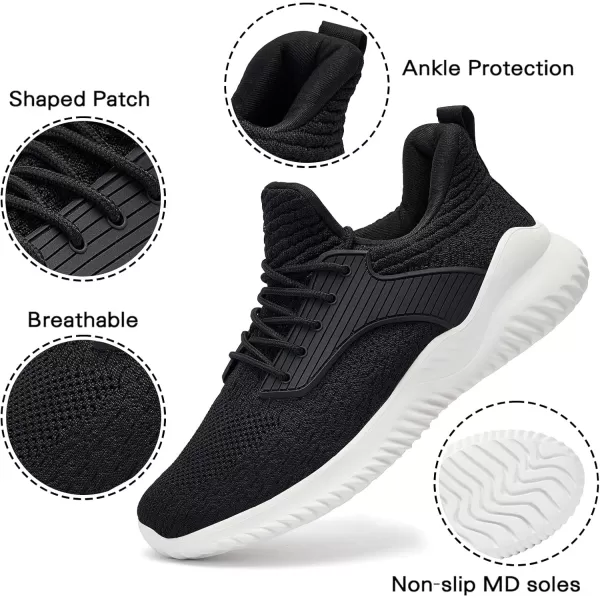 Akk Walking Shoes for Men Sneakers  Slip on Memory Foam Running Tennis Shoes for Athletic Workout Gym Indoor Outdoor Lightweight Breathable Casual SneakersBlack Whiteb