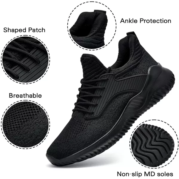 Akk Walking Shoes for Men Sneakers  Slip on Memory Foam Running Tennis Shoes for Athletic Workout Gym Indoor Outdoor Lightweight Breathable Casual SneakersAll Blackb