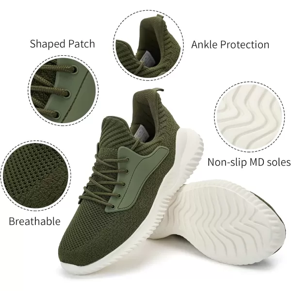 Akk Walking Shoes for Men Sneakers  Slip on Memory Foam Running Tennis Shoes for Athletic Workout Gym Indoor Outdoor Lightweight Breathable Casual SneakersGreen