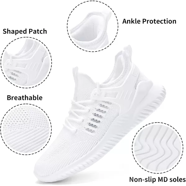 Akk Walking Shoes for Men Sneakers  Slip on Memory Foam Running Tennis Shoes for Athletic Workout Gym Indoor Outdoor Lightweight Breathable Casual SneakersWhited