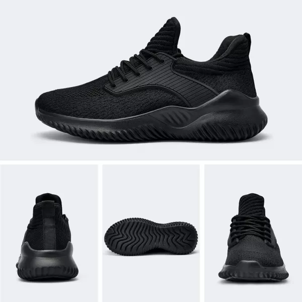 Akk Walking Shoes for Men Sneakers  Slip on Memory Foam Running Tennis Shoes for Athletic Workout Gym Indoor Outdoor Lightweight Breathable Casual SneakersAll Blackb