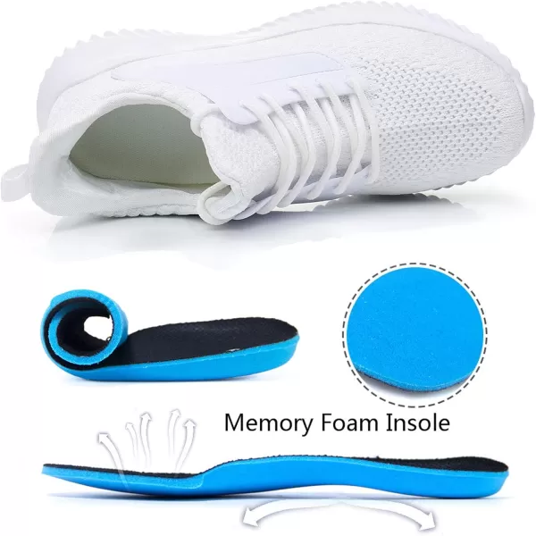 Akk Walking Shoes for Men Sneakers  Slip on Memory Foam Running Tennis Shoes for Athletic Workout Gym Indoor Outdoor Lightweight Breathable Casual SneakersWhite