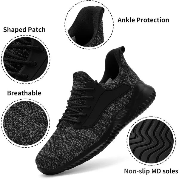 Akk Walking Shoes for Men Sneakers  Slip on Memory Foam Running Tennis Shoes for Athletic Workout Gym Indoor Outdoor Lightweight Breathable Casual SneakersMix Black