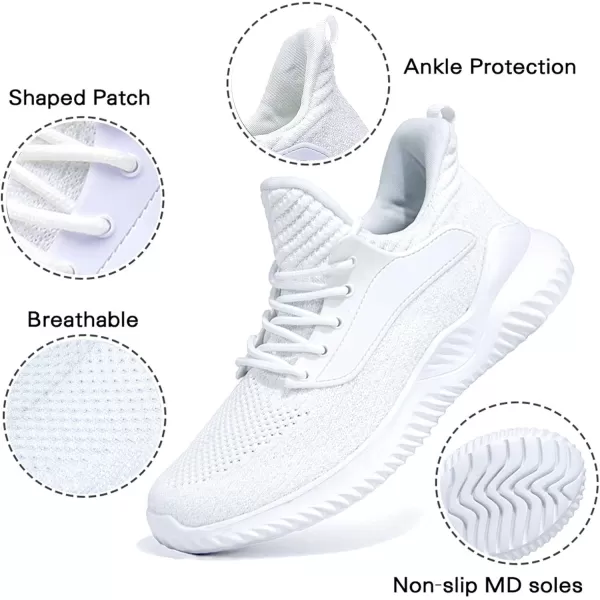 Akk Walking Shoes for Men Sneakers  Slip on Memory Foam Running Tennis Shoes for Athletic Workout Gym Indoor Outdoor Lightweight Breathable Casual SneakersWhite