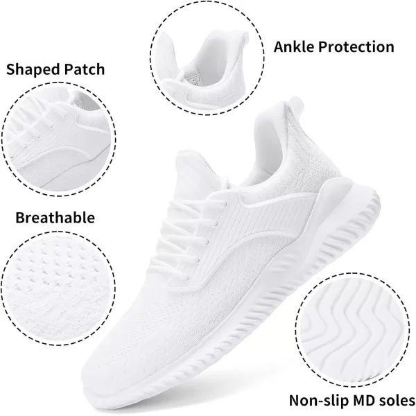 Akk Walking Shoes for Men Sneakers  Slip on Memory Foam Running Tennis Shoes for Athletic Workout Gym Indoor Outdoor Lightweight Breathable Casual SneakersWhiteb