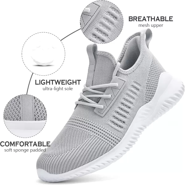 Akk Walking Shoes for Men Sneakers  Slip on Tennis Running Memory Foam Shoes for Athletic Workout Gym Indoor Outdoor Lightweight Breathable Casual SneakersMeshgrey