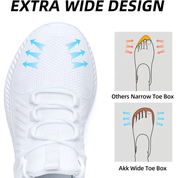 Akk Walking Shoes for Men Sneakers  Slip on Tennis Running Memory Foam Shoes for Athletic Workout Gym Indoor Outdoor Lightweight Breathable Casual SneakersWidewhite088