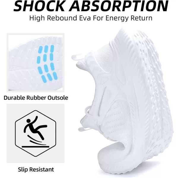 Akk Walking Shoes for Men Sneakers  Slip on Tennis Running Memory Foam Shoes for Athletic Workout Gym Indoor Outdoor Lightweight Breathable Casual SneakersWidewhite088