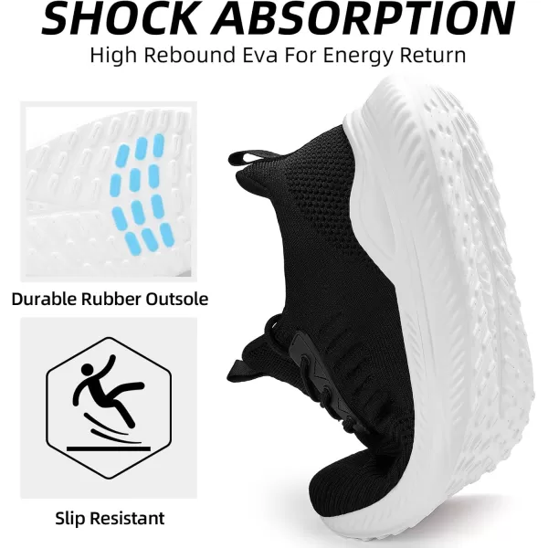 Akk Walking Shoes for Men Sneakers  Slip on Tennis Running Memory Foam Shoes for Athletic Workout Gym Indoor Outdoor Lightweight Breathable Casual SneakersWideblack