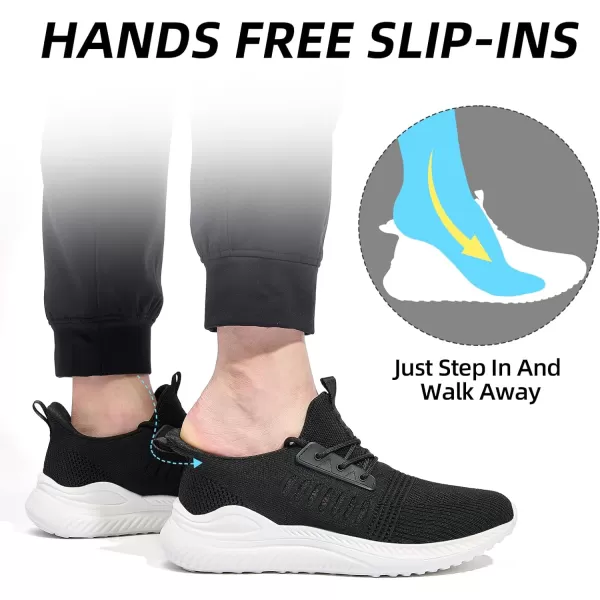 Akk Walking Shoes for Men Sneakers  Slip on Tennis Running Memory Foam Shoes for Athletic Workout Gym Indoor Outdoor Lightweight Breathable Casual SneakersWideblack