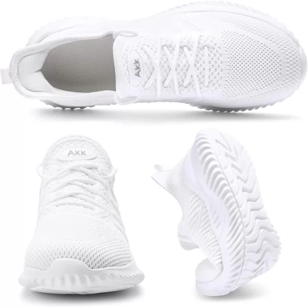 Akk Walking Shoes for Men Sneakers  Slip on Tennis Running Memory Foam Shoes for Athletic Workout Gym Indoor Outdoor Lightweight Breathable Casual Sneakers1803white