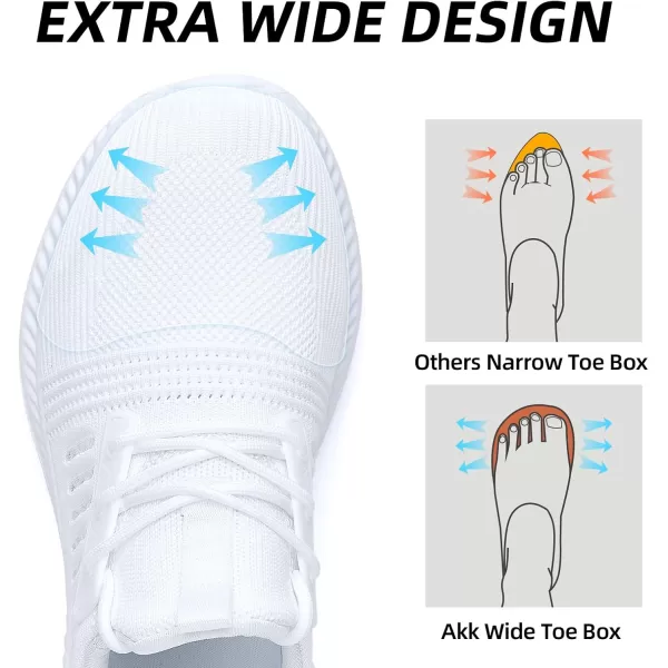 Akk Walking Shoes for Men Sneakers  Slip on Tennis Running Memory Foam Shoes for Athletic Workout Gym Indoor Outdoor Lightweight Breathable Casual SneakersWidewhite