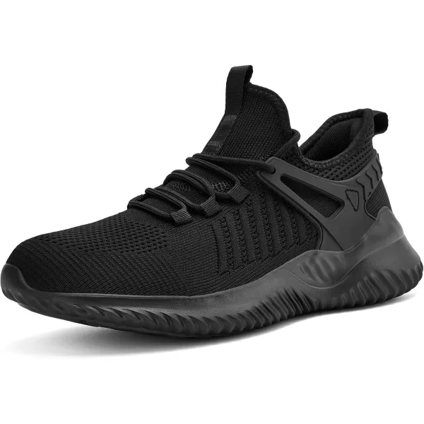 Akk Walking Shoes for Men Sneakers  Slip on Tennis Running Memory Foam Shoes for Athletic Workout Gym Indoor Outdoor Lightweight Breathable Casual SneakersNewallblack012