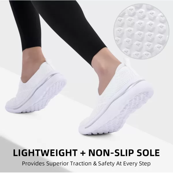 Akk Walking Shoes for Women  Slip on Memory Foam Lightweight SneakersA White