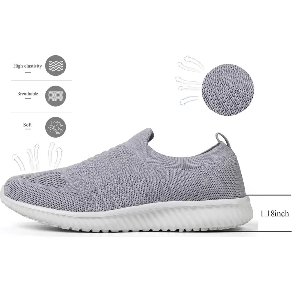 Akk Walking Shoes for Women  Slip on Memory Foam Lightweight SneakersGrey