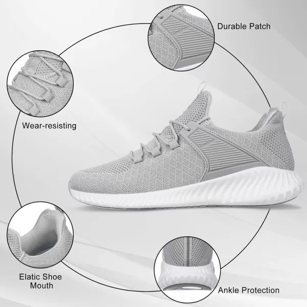 Akk Walking Tennis Shoes for Men  Running Sneakers Slip on Shoes Mens Jogging Casual Lightweight Breathable Athletic Sport Gym Grey 115