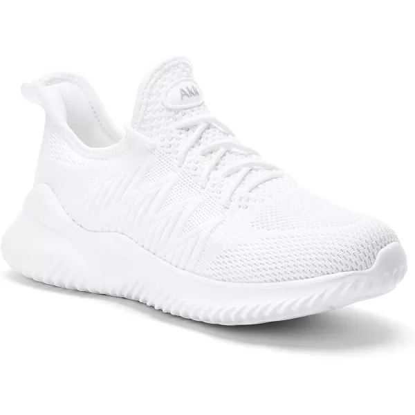 Akk White Sneakers for Men Walking Shoes Mens Workout Gym Slip On Running Tennis Memory Foam Shoes for Work White Size 11