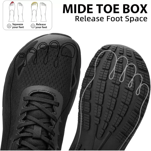 Akk Wide Toe Box Shoes for Men  Walking Shoes Extra Wide Width Comfortable Athletic Running Tennis Jogging Workout Gym Sneakers for Swelling Bunion Plantar FasciitisAll Black