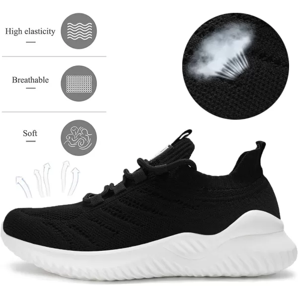 Akk Womens Athletic Walking Shoes  Memory Foam Lightweight Tennis Sports Shoes Gym Jogging Slip On Running SneakersBlack