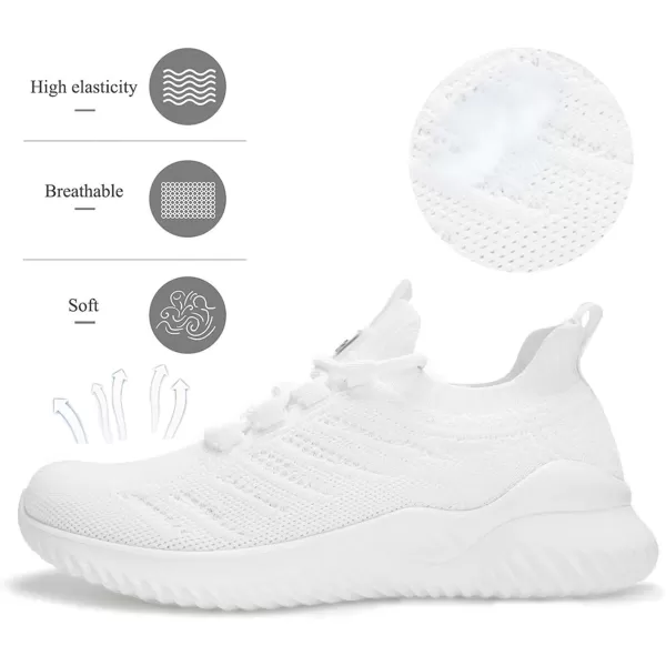 Akk Womens Athletic Walking Shoes  Memory Foam Lightweight Tennis Sports Shoes Gym Jogging Slip On Running SneakersWhite