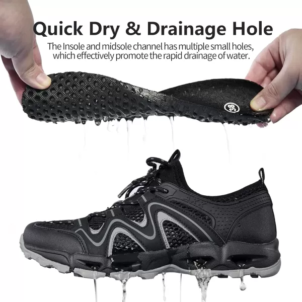 Akk Womens Hiking Water Shoes  MultiPurpose Quick Dry Sneakers Non Slip ampamp Lightweight ampamp Breathable for Outdoor Sport Travel Walking Tour Swim BeachBlackGrey