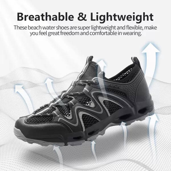 Akk Womens Hiking Water Shoes  MultiPurpose Quick Dry Sneakers Non Slip ampamp Lightweight ampamp Breathable for Outdoor Sport Travel Walking Tour Swim BeachBlackGrey