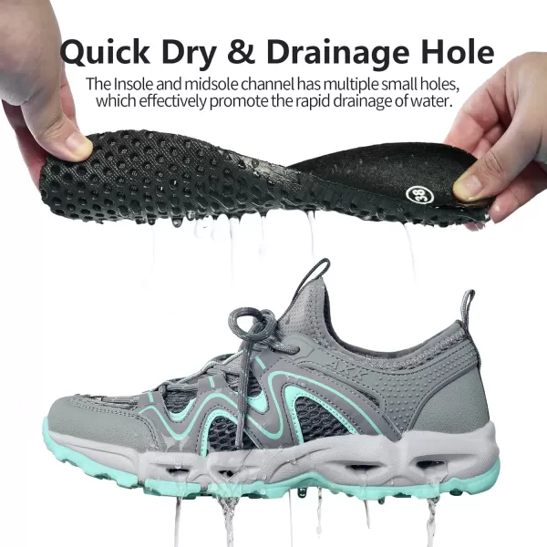 Akk Womens Hiking Water Shoes  MultiPurpose Quick Dry Sneakers Non Slip ampamp Lightweight ampamp Breathable for Outdoor Sport Travel Walking Tour Swim BeachAqua