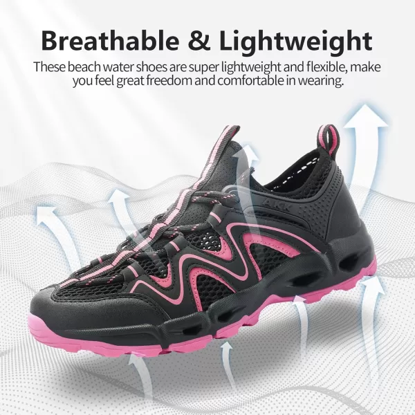 Akk Womens Hiking Water Shoes  MultiPurpose Quick Dry Sneakers Non Slip ampamp Lightweight ampamp Breathable for Outdoor Sport Travel Walking Tour Swim BeachBlackRose