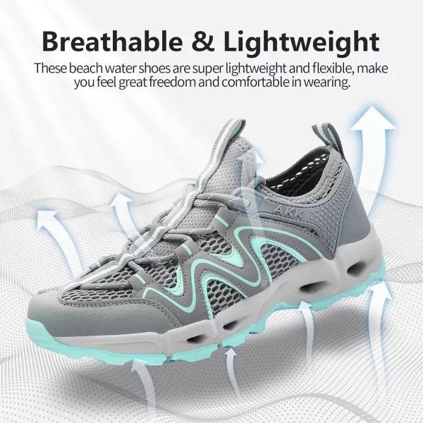 Akk Womens Hiking Water Shoes  MultiPurpose Quick Dry Sneakers Non Slip ampamp Lightweight ampamp Breathable for Outdoor Sport Travel Walking Tour Swim BeachAqua