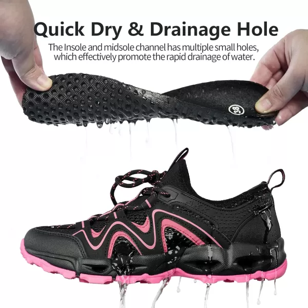 Akk Womens Hiking Water Shoes  MultiPurpose Quick Dry Sneakers Non Slip ampamp Lightweight ampamp Breathable for Outdoor Sport Travel Walking Tour Swim BeachBlackRose