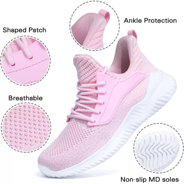 Akk Womens Pink Walking Shoes Comfortable Lightweight Work Casual Tennis Shoes Sneakers for Indoor Outdoor Gym Travel 7 US