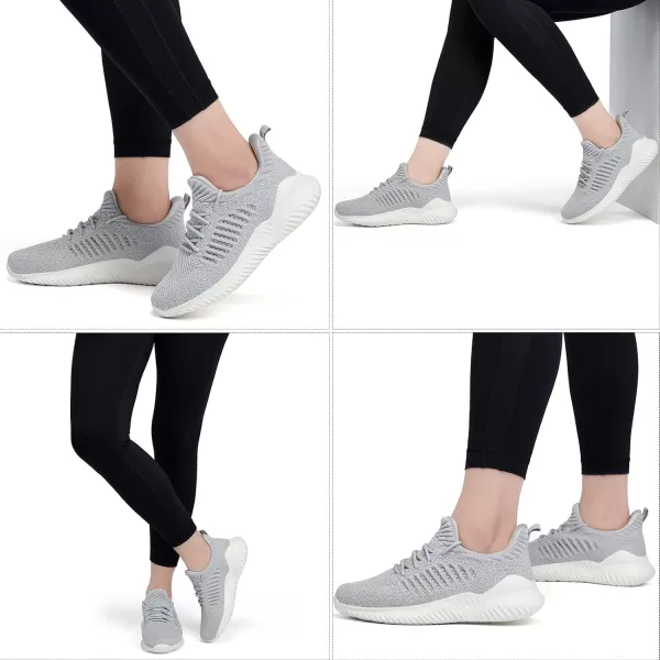 Akk Womens Running Shoes Lightweight Tennis Shoes Non Slip Gym Workout Shoes Breathable Mesh Walking Sneakers Grey US Size 85