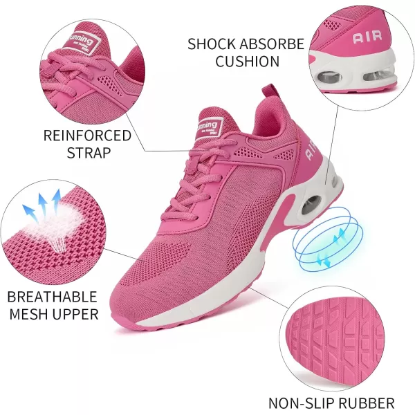 Akk Womens Walking Shoes Lightweight Running Shoes Womens Tennis Shoes Non Slip Air Shoes Breathable Mesh Air Cushion Sneakers for Gym Workout Sports Ping Size 8 DPink