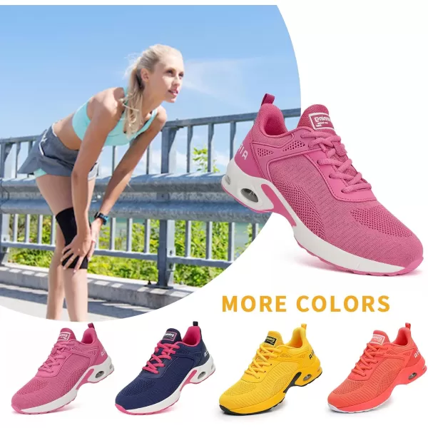 Akk Womens Walking Shoes Lightweight Running Shoes Womens Tennis Shoes Non Slip Air Shoes Breathable Mesh Air Cushion Sneakers for Gym Workout Sports Ping Size 8 DPink