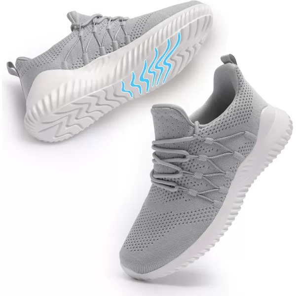 Akk Womens Walking Shoes Sneakers  Slip On Memory Foam Lightweight Workout Tennis Running Shoes19006gray