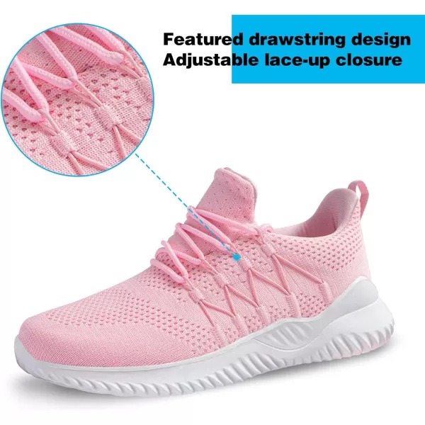 Akk Womens Walking Shoes Sneakers  Slip On Memory Foam Lightweight Workout Tennis Running Shoes19006pink