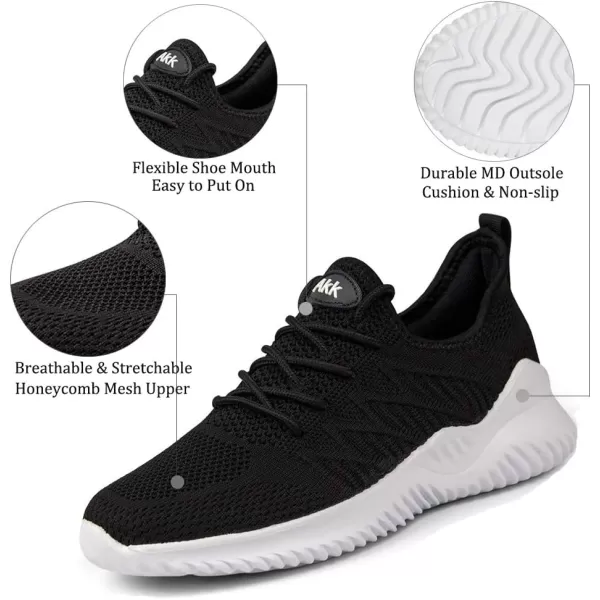 Akk Womens Walking Tennis Shoes  Slip On Memory Foam Lightweight Casual Sneakers for Gym Travel Work1803black