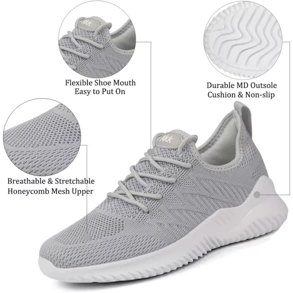 Akk Womens Walking Tennis Shoes  Slip On Memory Foam Lightweight Casual Sneakers for Gym Travel Work1803grey