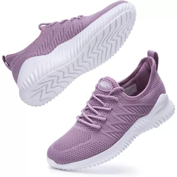 Akk Womens Walking Tennis Shoes  Slip On Memory Foam Lightweight Casual Sneakers for Gym Travel Work1803lightpurple