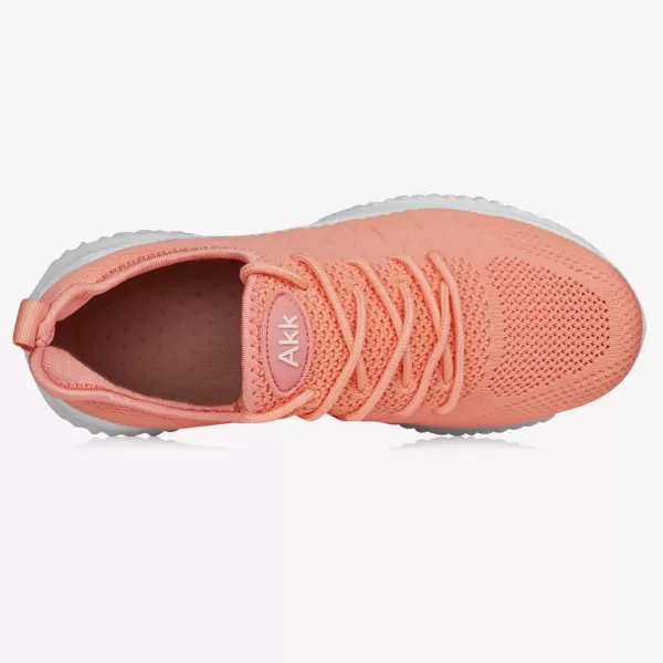 Akk Womens Walking Tennis Shoes  Slip On Memory Foam Lightweight Casual Sneakers for Gym Travel Work1803peach