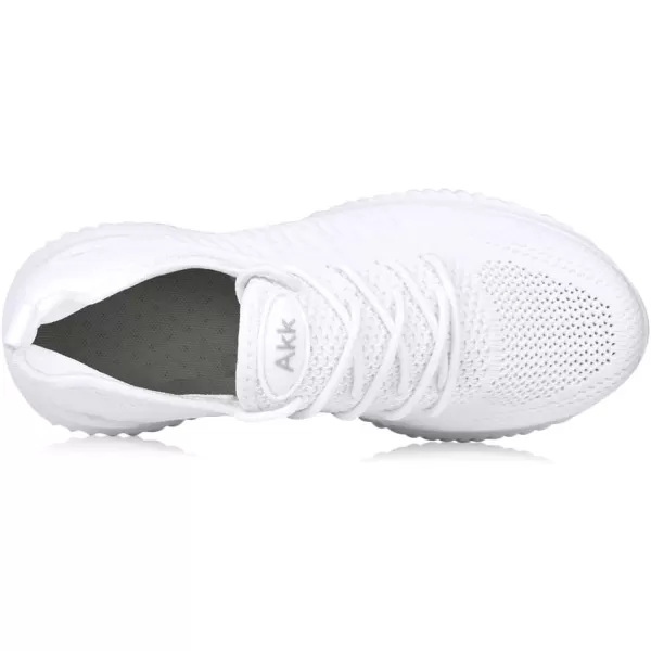 Akk Womens Walking Tennis Shoes  Slip On Memory Foam Lightweight Casual Sneakers for Gym Travel Work1803white