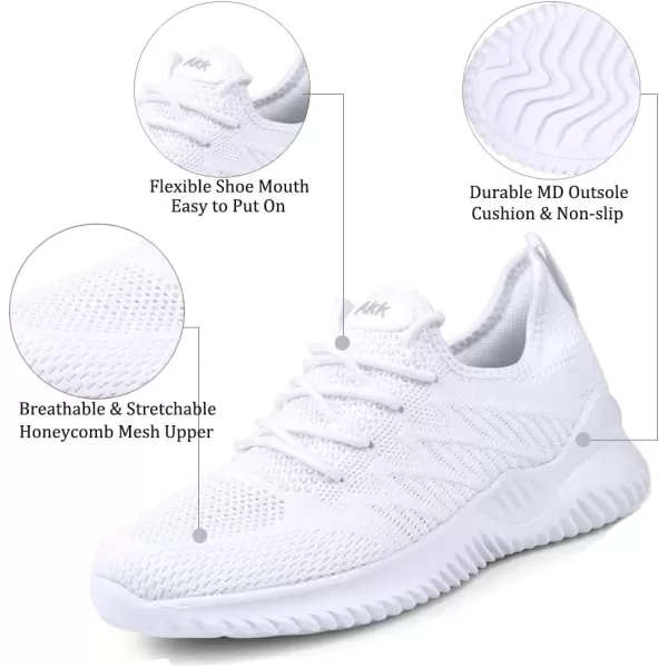 Akk Womens Walking Tennis Shoes  Slip On Memory Foam Lightweight Casual Sneakers for Gym Travel Work1803white