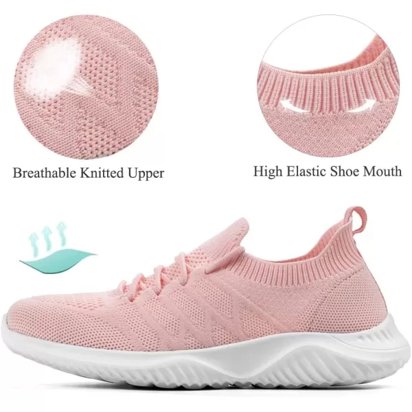 Akk Womens Walking Tennis Shoes  Slip On Memory Foam Lightweight Casual Sneakers for Gym Travel Work1804pink