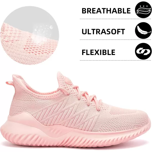 Akk Womens Walking Tennis Shoes  Slip On Memory Foam Lightweight Casual Sneakers for Gym Travel WorkPink