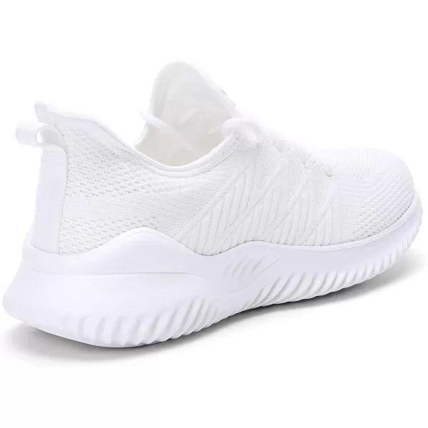 Akk Womens Walking Tennis Shoes  Slip On Memory Foam Lightweight Casual Sneakers for Gym Travel WorkWidewhite