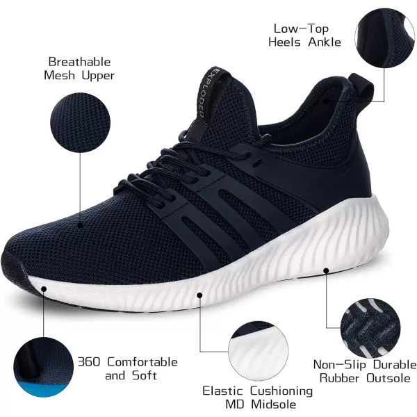 Mens Sneakers Walking Shoes  Memory Foam Athletic Tennis Running Workout Gym Ultra Lightweight Breathable Jogging Sports Shoes Slip on Casual SneakerBlue