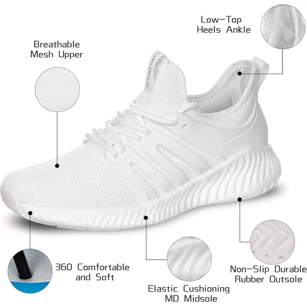 Mens Sneakers Walking Shoes  Memory Foam Athletic Tennis Running Workout Gym Ultra Lightweight Breathable Jogging Sports Shoes Slip on Casual SneakerWhite